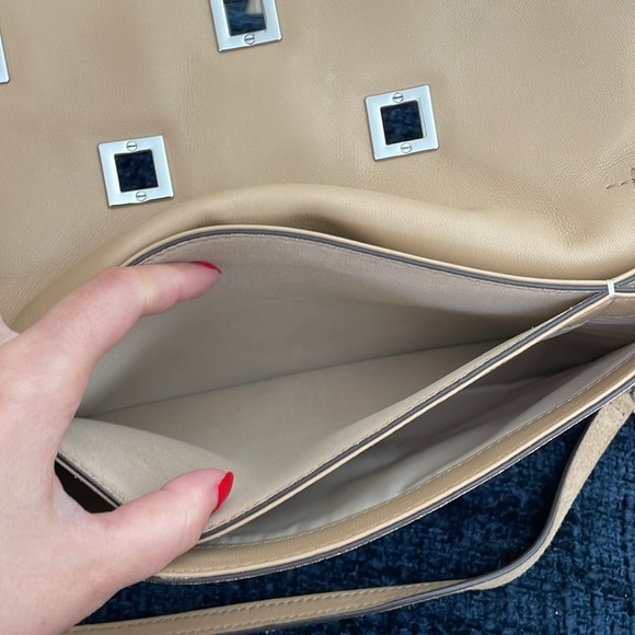 Tory Burch Kira Octagon Suede Purse, Clutch with Strap - Nude/Neutral - Picture 10 of 12